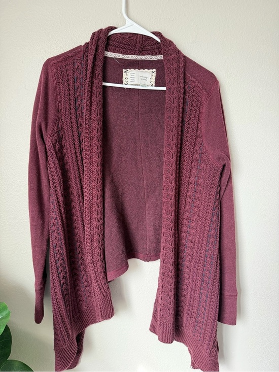 Anthropologie Sweaters - Anthropologie Burgundy Knit Cardigan Boho Cottagecore Twilight M Fall Sweater